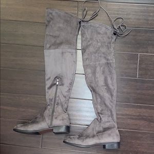 Over the knee suede grey boots